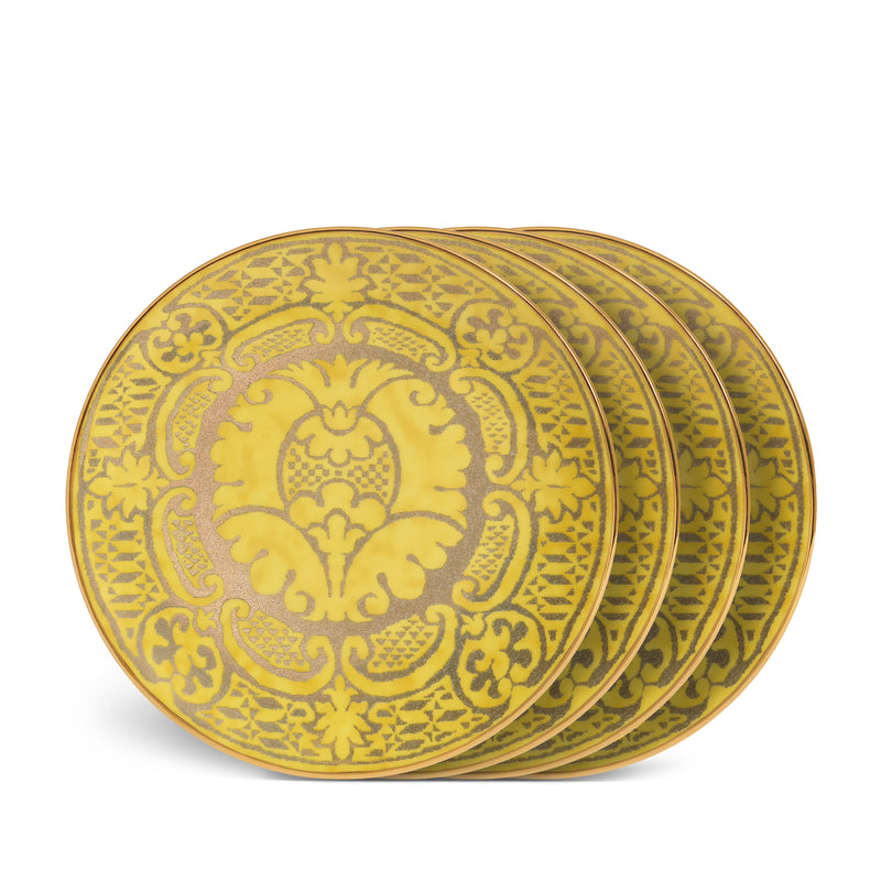 Fortuny Orsini Yellow Dessert Plates (Set of 4)