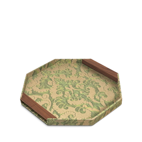 Fortuny Octagon Tray - Laotze Deep Jade + Gold