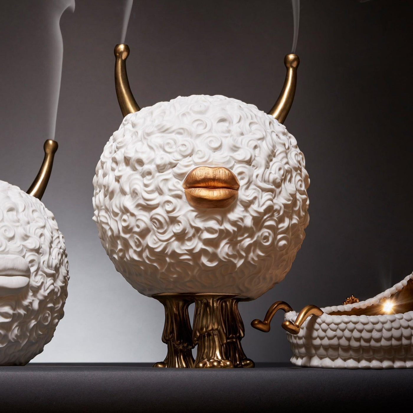 Haas Monster Incense Burner - White + Bronze - Luxury Home
