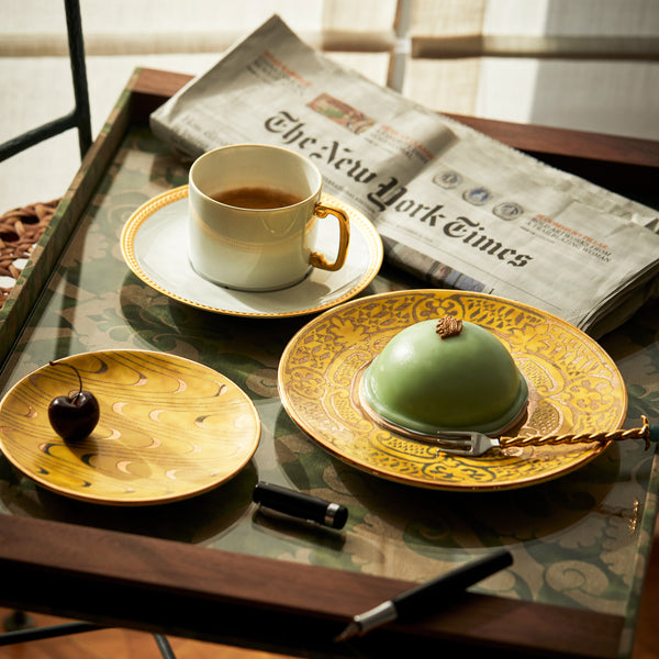 Fortuny Apollo Yellow Canape Plates (Set of 4)