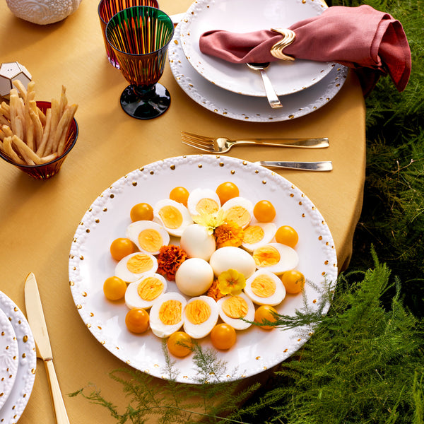 Haas Mojave Dinner Plate - White + Gold