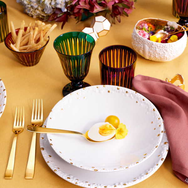 Haas Mojave Soup Plate - White + Gold