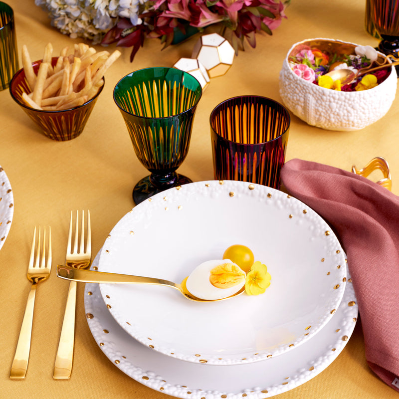 Haas Mojave Soup Plate - White + Gold