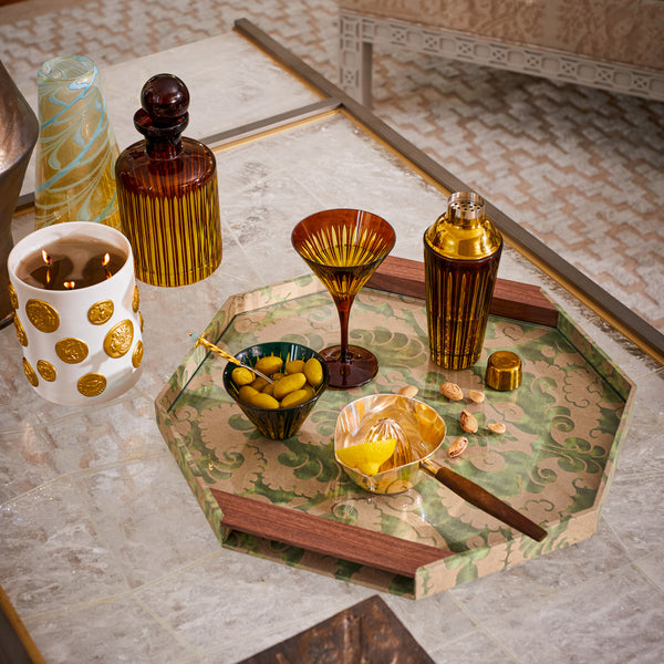 Fortuny Octagon Tray - Laotze Deep Jade + Gold