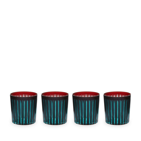 Prism Double Old Fashioned Glasses-Bordeaux (Set of 4) - L'OBJET