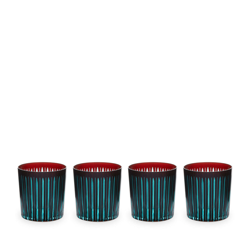 Prism Double Old Fashioned Glasses-Bordeaux (Set of 4) - L'OBJET